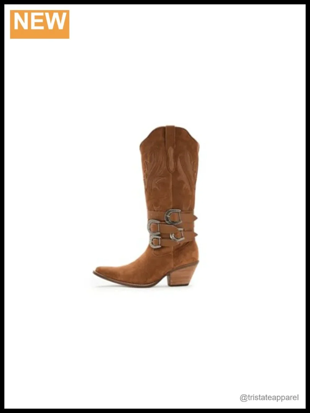 Dingo Womens Buck Wild Suede Leather Western Boots Snip Toe Mid Heel